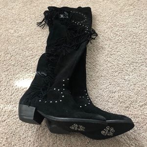 Naught Monkey Thigh High Fringe Boots 8.5